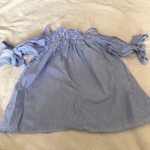 Blue stripped off shoulder shirt